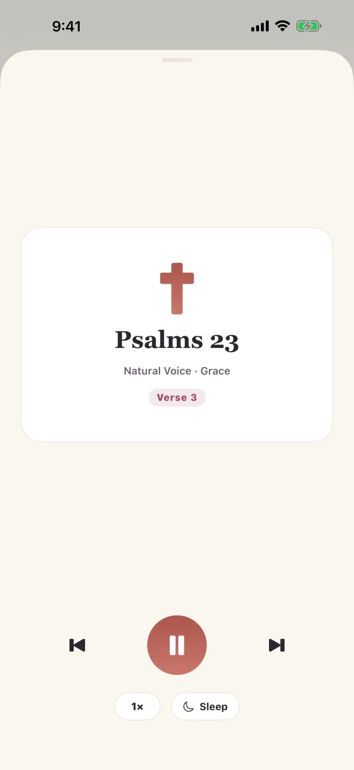 Audio Bible player narrating a chapter
