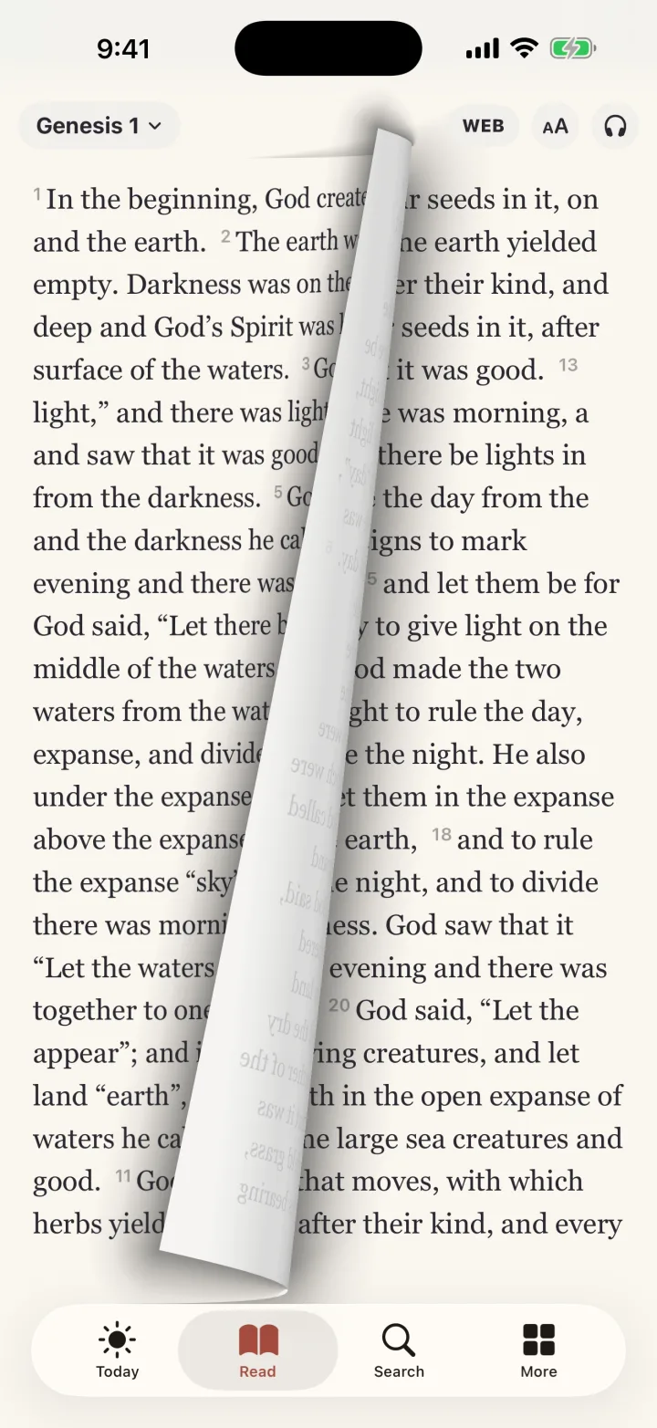 Reader with a real page-turn animation